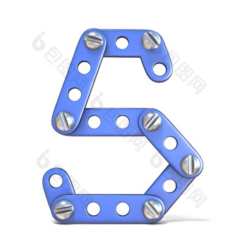 字母使蓝色的金属构造函数玩具信