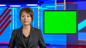 女亚洲新闻女主播虚拟工作室原始的