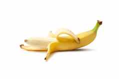 去皮香蕉开放香蕉孤立的白色背景