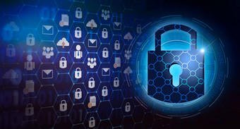 关键锁安全系统摘要技术世界数字链接网络安全科技黑暗蓝色的背景