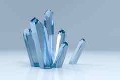 集群蓝色的魔法水晶收集呈现