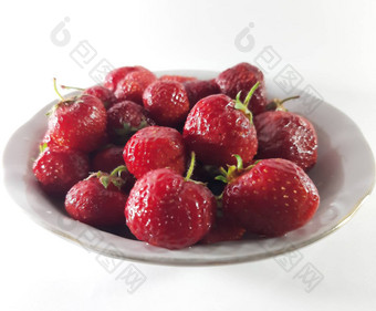 红色的成熟的草莓照片浆果素食者食物