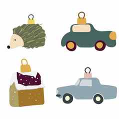 集汽车刺猬房子玩具装饰