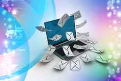电子邮件概念现代移动PC信封