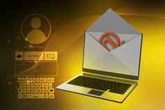 电子邮件概念现代移动PC信封
