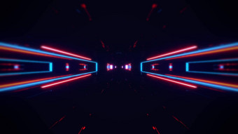 未来主义的科幻小说灯发光的隧道走廊插图背景
