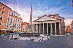 万神殿广场古老的具有里程碑意义的永恒的城市罗马黎明