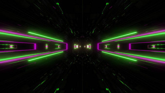 未来主义的科幻小说灯发光的隧道走廊插图背景