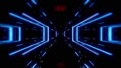 科幻空间隧道走廊发光的闪亮的灯插图背景