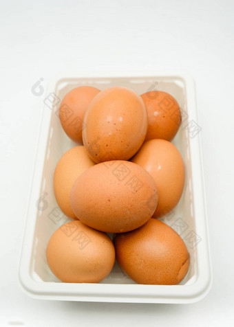 <strong>鸡蛋</strong>新鲜的棕色（的）<strong>鸡蛋</strong>白色塑料<strong>盒子</strong>