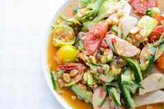 黄瓜沙拉保存猪肉香肠泰国受欢迎的食物