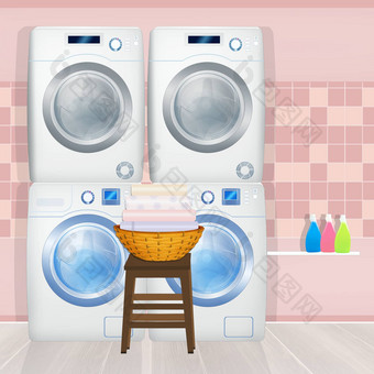 洗机器双缸<strong>洗衣机</strong>洗衣房间