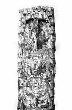 墨西哥支柱洪都拉斯古董雕刻