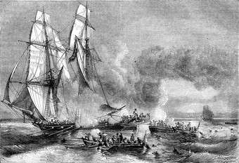 奴隶船逃离巡洋舰扔奴隶海