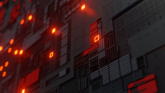 摘要未来主义的设计科技墙红色的明亮的元素
