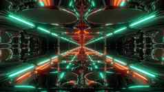 未来主义的科幻幻想外星人隧道精力充沛的反射插图壁纸背景