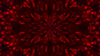 电脑生成的万花筒红色的粒子飞行中心黑暗背景渲染