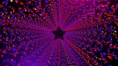 明星形状的隧道发光的圆形粒子空间电脑生成的摘要背景渲染