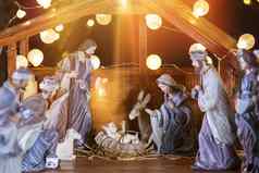 圣诞节基督诞生场景耶稣基督玛丽约瑟夫