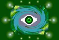 地球绿色眼睛空间泡沫