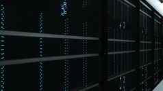 现代服务器房间室内数据中心网络网络互联网电信技术大数据存储云服务概念渲染