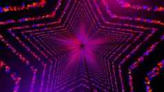 明星形状的隧道发光的圆形粒子空间电脑生成的摘要背景渲染