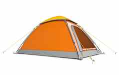 橙色黄色的野营帐篷一边视图