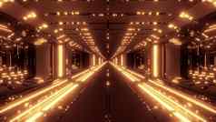 未来主义的科幻隧道走廊热发光的金属呈现背景壁纸