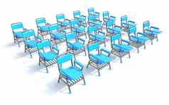 集团二十蓝色的学生椅子渲染的角度来看