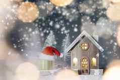 圣诞节卡房子雪