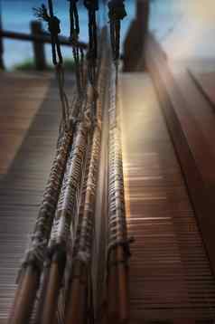 关闭重要的工具编织被称为织机概念编织传统的泰国织物