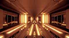 未来主义的科幻隧道走廊热metl不错的反射插图壁纸背景