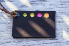 业务卡业务的想法概念黑色的卡彩色的书签笔记卡笔记背景