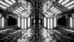 未来主义的科幻机库隧道走廊布鲁克textur不错的反射插图背景壁纸