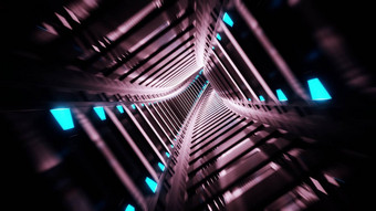 abwtract发光的未来主义的科幻地铁<strong>隧道</strong>走廊呈现壁纸背景设计