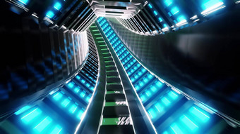 未来主义的科幻火车地铁隧道走廊插图背景壁纸