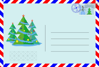 空气<strong>信</strong>封邮资邮票模式圣诞节树