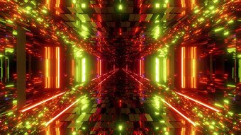 未来科幻砖变形机库隧道走廊不错的发光的灯反射插图壁纸背景