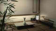日本生活房间榻榻米席传统的日本装饰