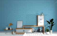 模型房间薄荷蓝色的墙日本生活房间渲染