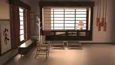 日本房间室内生活房间设计呈现