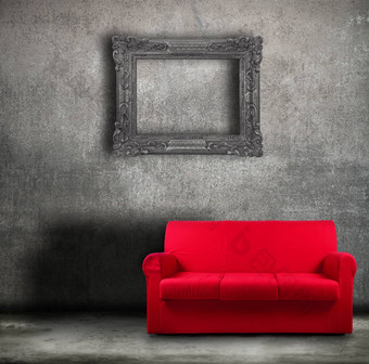 红色的沙发难看的东西背景