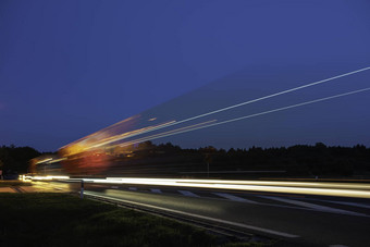 卡车光小径高速公路艺术图像长曝光照片高速公路