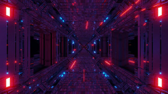 现实的未来主义的科幻隧道走廊glas窗户发光的飞行<strong>粒子</strong>插图壁纸背景