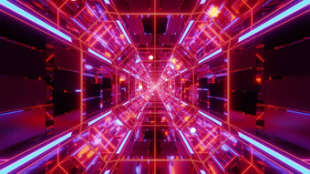 endlless科幻小说空间星系玻璃隧道走廊飞行发光的球粒子插图壁纸背景