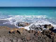 岩石沙子海岸佛罗里达海滩海洋波