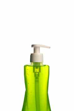 瓶液体肥皂奶油脸洗分配器液体塞孤立的白色背景
