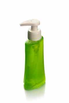 瓶液体肥皂奶油脸洗分配器液体塞孤立的白色背景