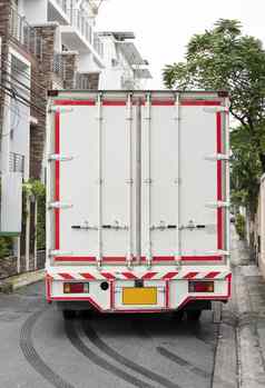 细节白色卡车交付货物产品运输物流