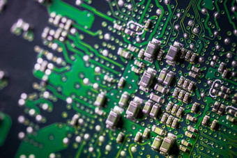 电路董事会电子电脑硬件技术主板数字芯片科技科学背景集成沟通处理器SMD电阻卡帕科托斯绿色印刷电路板